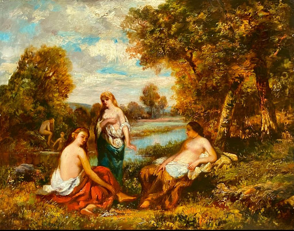 Les bains de Vénus de Narcisse Virgile Díaz de la Peña 1850, Antiquités & Art, Enlèvement ou Envoi
