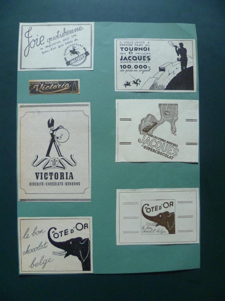 chocolade chocolat publicité Jacques Victoria Côte d'Or x 7, Enlèvement ou Envoi, Utilisé, Panneau publicitaire