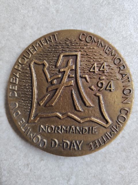 Penning 50 jaar landing Normandië, Verzamelen, Ophalen of Verzenden, Landmacht, Kunstobject