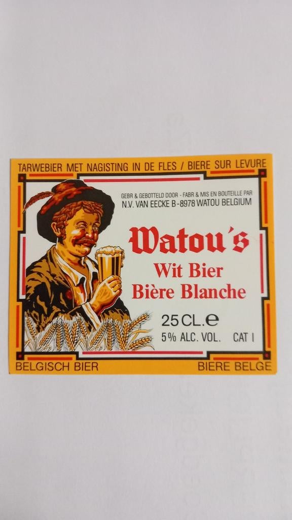 Bière Blanche de Watou, étiquette, (132), Enlèvement ou Envoi, Comme neuf