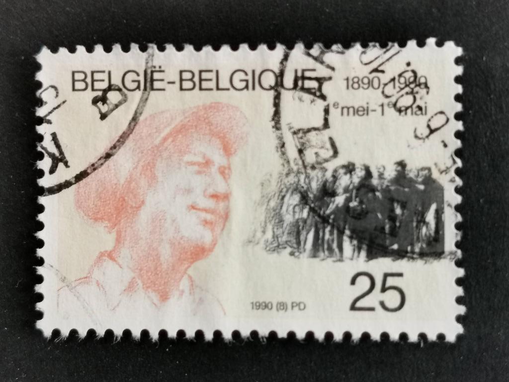 Belgique 1990 - Célébration des 100 ans du 1er mai, Enlèvement ou Envoi, Affranchi