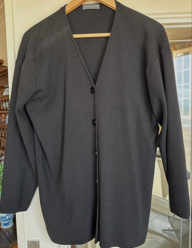 Gilet années 1990, noir, en laine mérinos, taille 38, Repeat, Comme neuf, Taille 38/40 (M), Noir