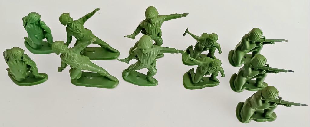 Set de 11 soldats américains verts, plastique, WWII, vintage, Enlèvement ou Envoi