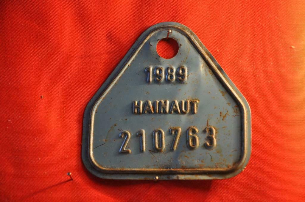 §  plaque de velo hainaut 1989 bleu, Collections, Enlèvement ou Envoi, Utilisé