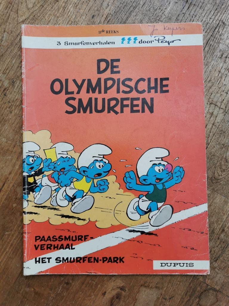 De Olympische Smurfen, 3 smurfenverhalen, Dupuis 1983, Boeken, Eén stripboek, Ophalen of Verzenden, Gelezen, Peyo