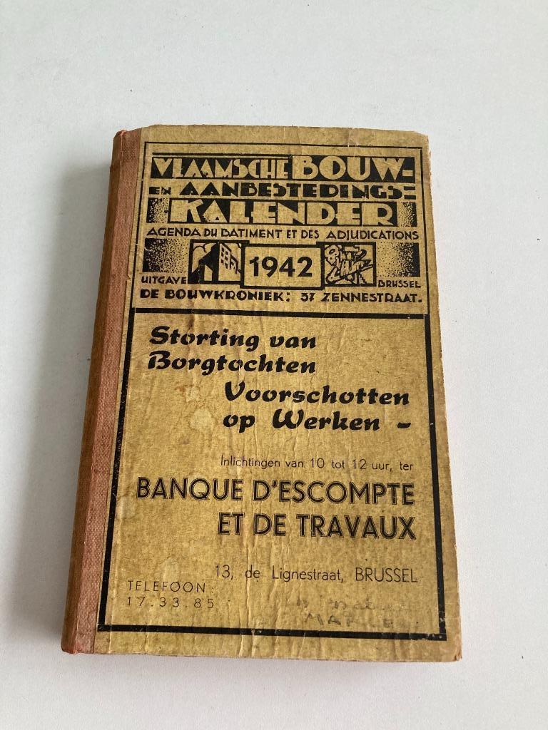 Ancien calendrier 1942 : construction flamande et appel d'of, Enlèvement ou Envoi, Bouwkroniek