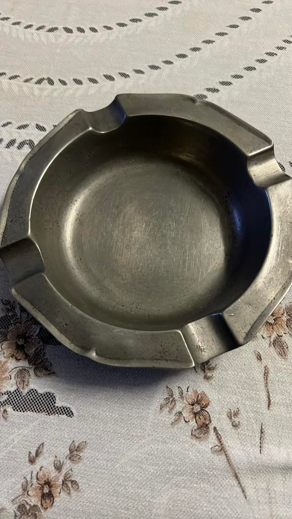 Asbak diameter 18 cm 92% tin, Antiek en Kunst, Ophalen