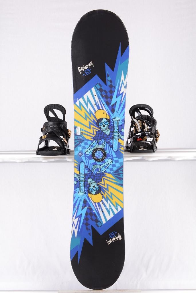 Snowboard 130 pour enfants SALOMON EL CAPITAN, noir/bleu, Sports & Fitness, Snowboard, Utilisé, Fixations, Enlèvement ou Envoi