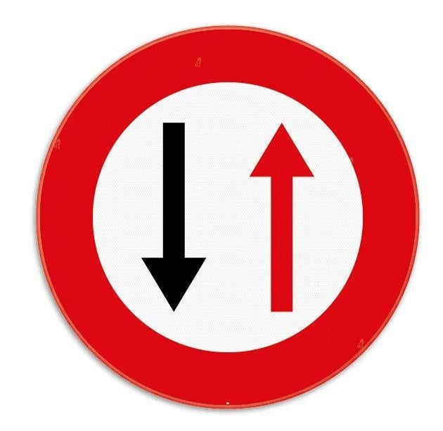 Verkeersbord voorrang smalle doorgang rond, Doe-het-zelf en Bouw, Overige Doe-Het-Zelf en Bouw, Ophalen of Verzenden, Nieuw