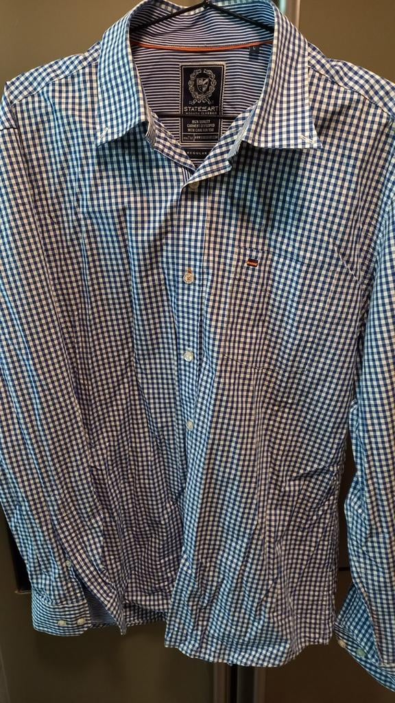 Blauw-wit geruite hemd State of Art, Kleding | Heren, Ophalen of Verzenden, Gedragen, Blauw, State of Art