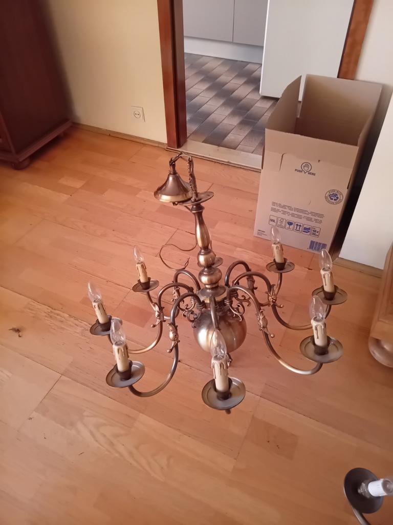 Koperen luster met 8 armen, Enlèvement ou Envoi, Comme neuf
