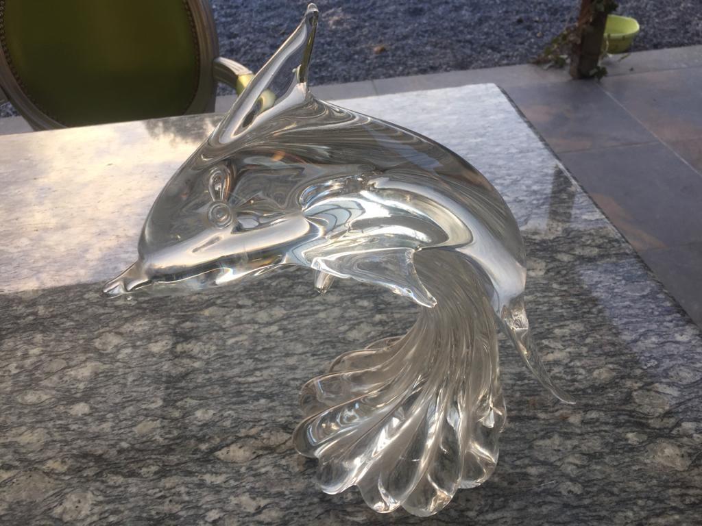 murano glas groot beeld van vis onbeschadigd gesigneerd xl, Enlèvement