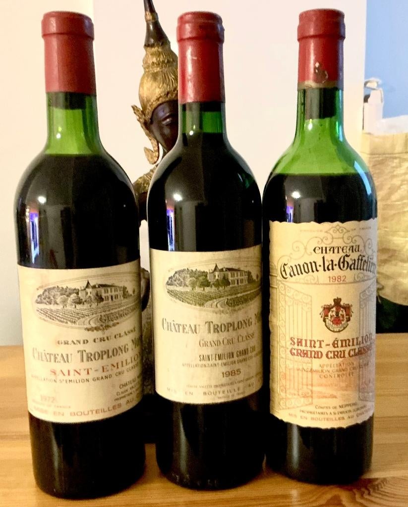 Chateau Troplong Mondot 1972/85- Canon La Gaffelière 1982., Verzamelen, Wijnen, Nieuw, Frankrijk, Vol, Ophalen of Verzenden