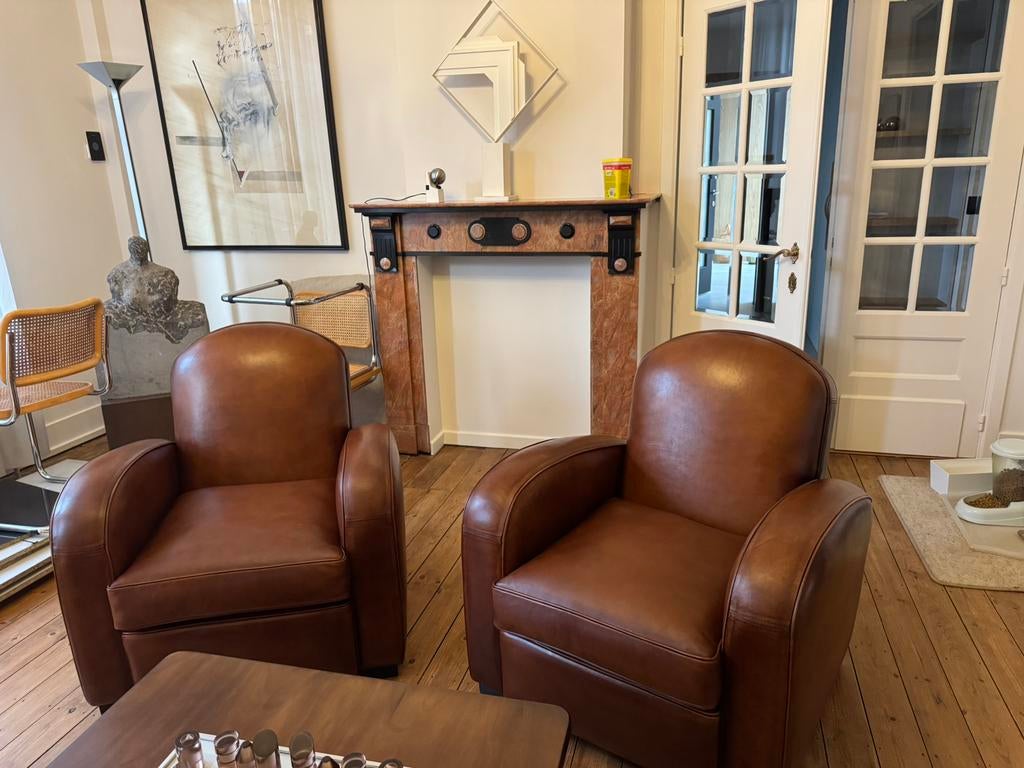 Paire de fauteuil club havane hemingway, Maison & Meubles, Fauteuils, Enlèvement, Comme neuf, Cuir