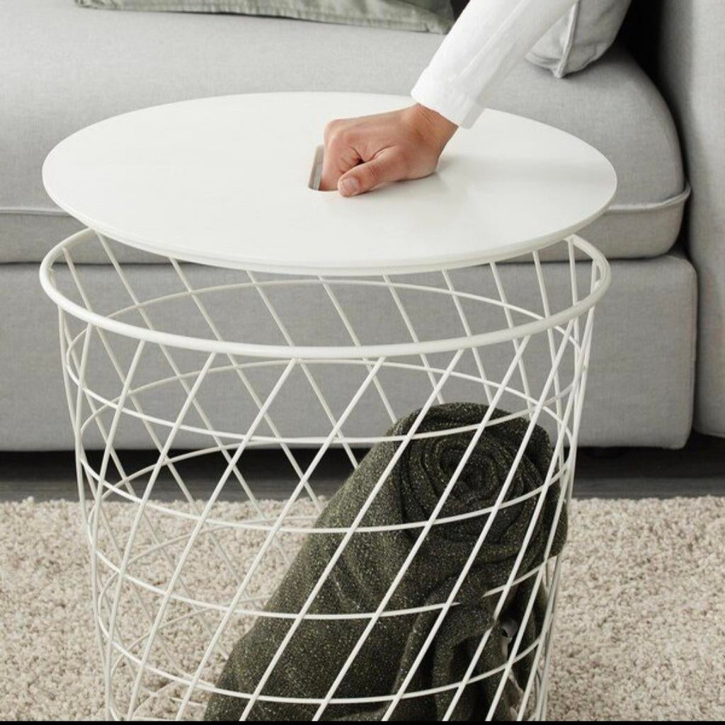 Lot de 2 tables rangement blanc ikea, Rond, Moins de 55 cm, Comme neuf, Enlèvement