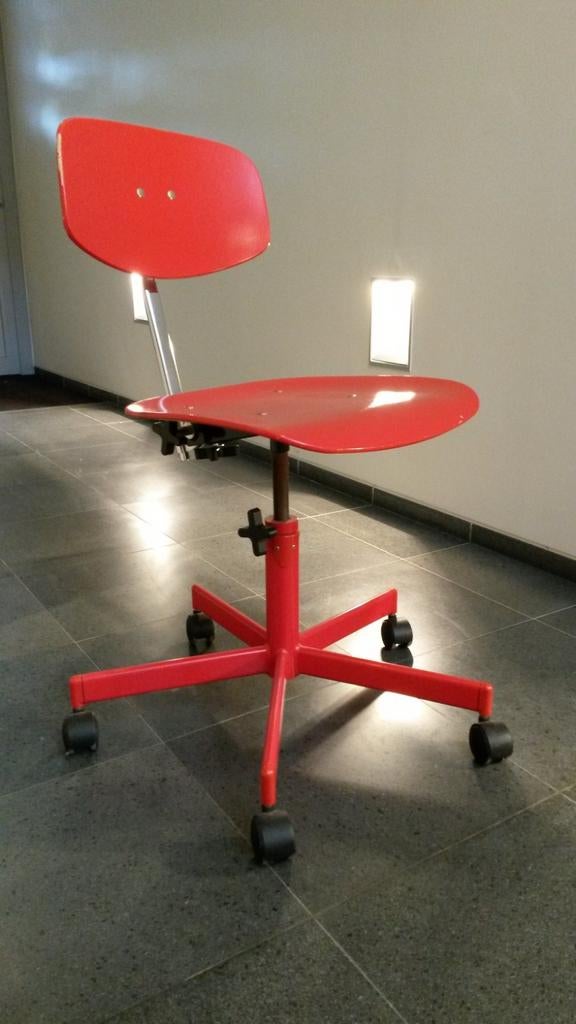 Vintage rode bureaustoel op wieltjes, Ophalen, Gebruikt, Rood, Bureaustoel