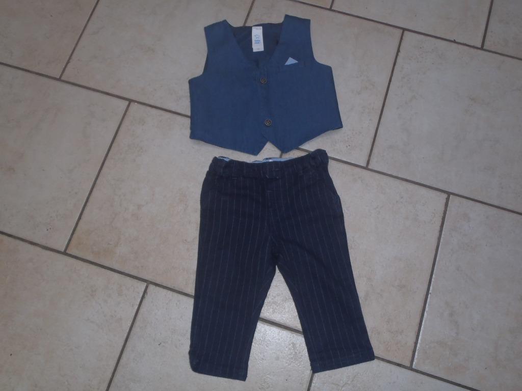 pantalon bleu + gilet sans manches taille 74, Enlèvement, Comme neuf, Garçon, Ensemble
