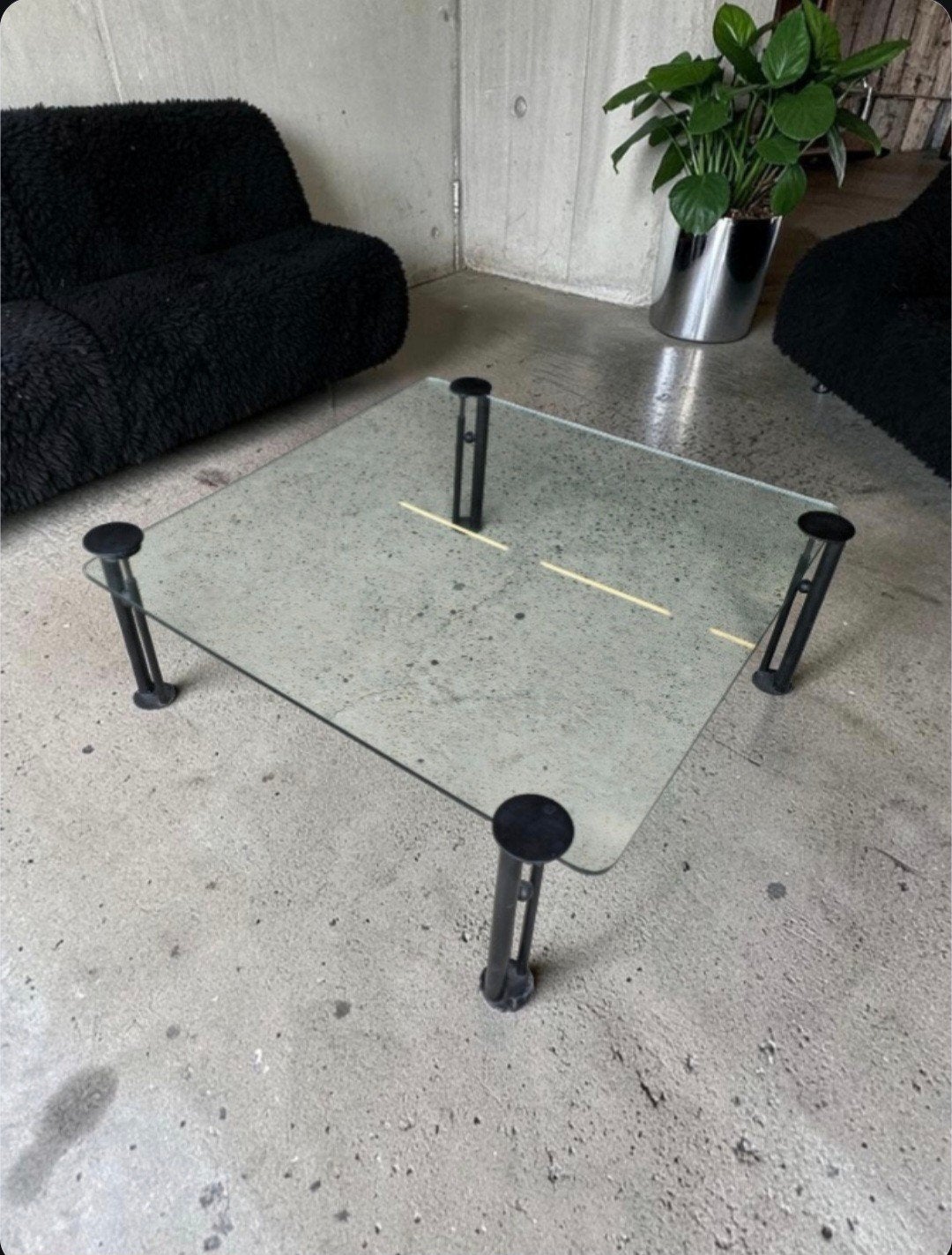 Philippe Starck glazen salontafel Joe ship 80s 90s, Ophalen, Zo goed als nieuw