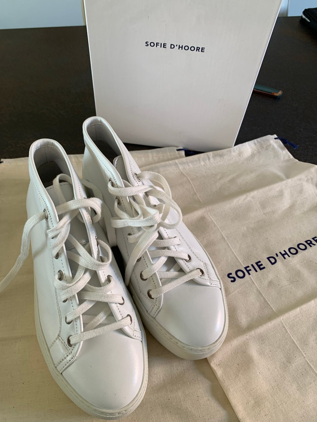 SOFIE D’HOORE LEDEREN WITTE SNEAKERS - MAAT 38, Wit, Nieuw, Ophalen of Verzenden, Sneakers