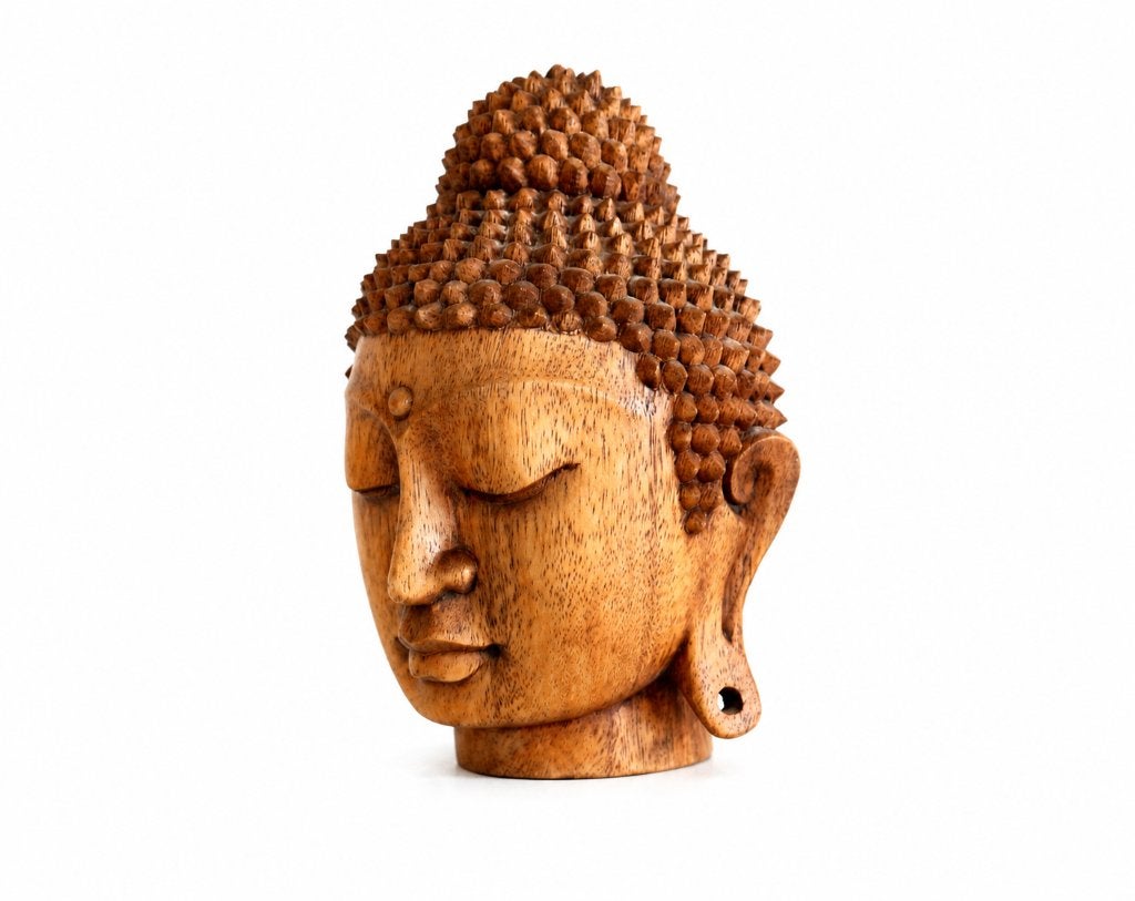 handgemaakt Indonesisch Boeddha-hoofd gesneden uit teak, Antiek en Kunst, Ophalen of Verzenden, Gesneden, Hout