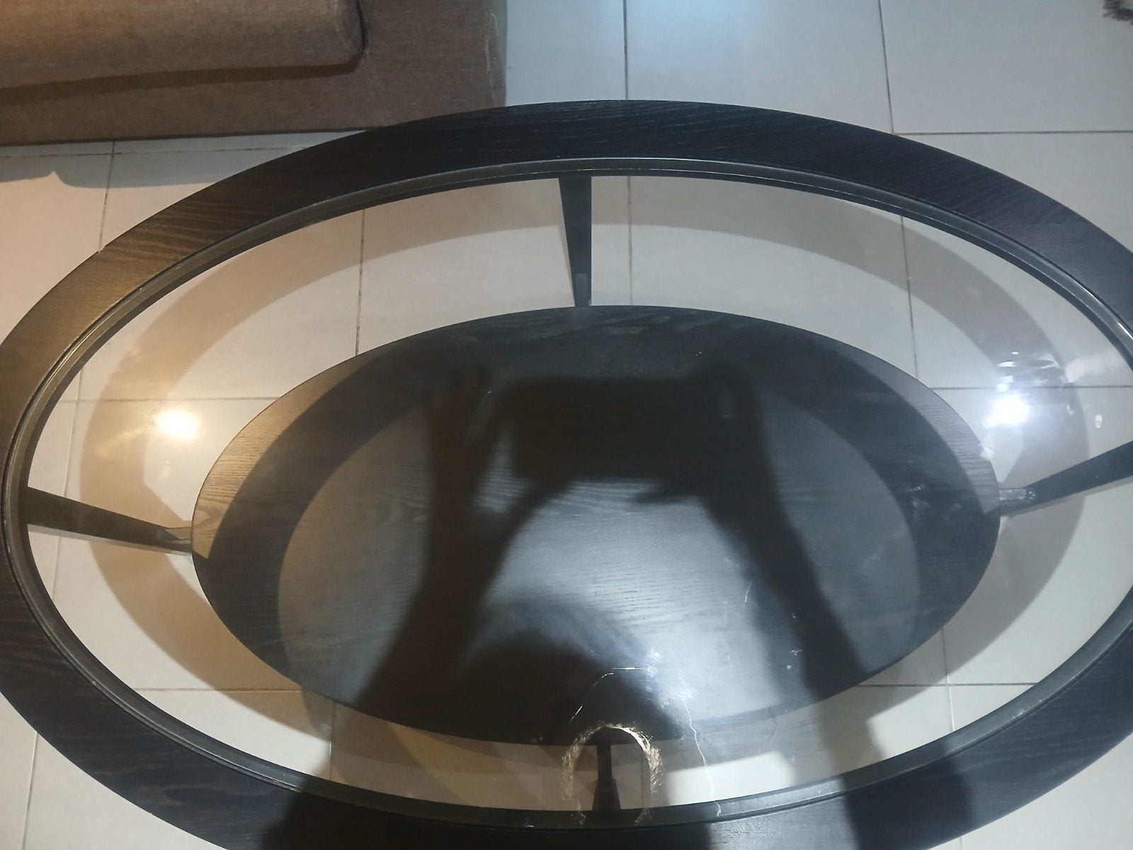 IKEA MALMSTA ovale salontstafel in de kleur swart TE KOOP!, Comme neuf, Verre, Autres types, Enlèvement