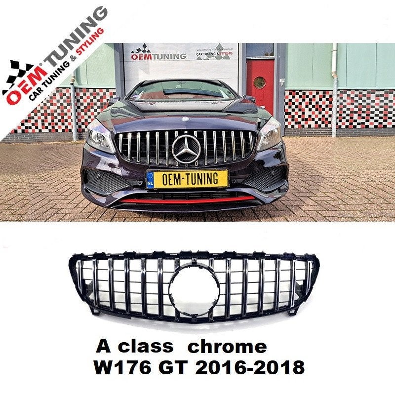 GT GRILLE | Mercedes-Benz A CLASSE W176 | 2015-2018 | CHROME, Auto-onderdelen, Voor, Mercedes-Benz, Nieuw, Ophalen of Verzenden