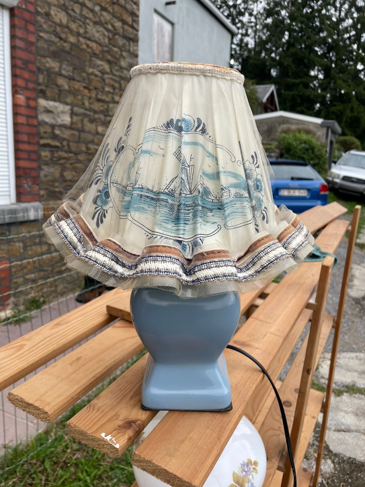 Lampe de chevet hollandaise – Style Delft & Froufrous  70,s, Antiquités & Art, Enlèvement