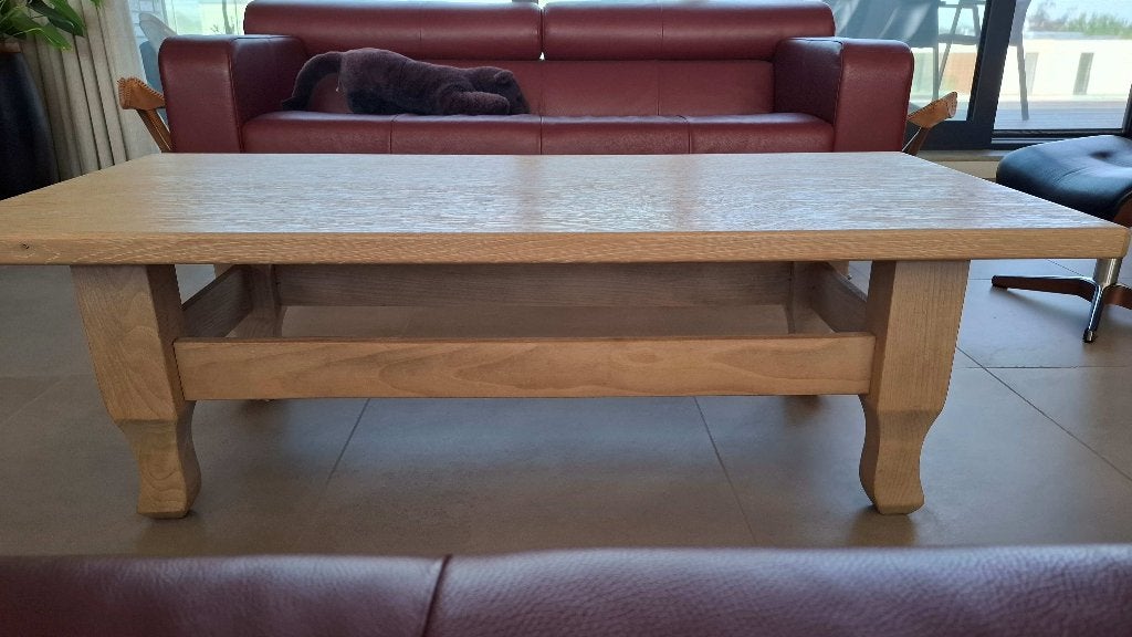 Salon tafel - massief eiken, Huis en Inrichting, Tafels | Salontafels, Gebruikt, 100 tot 150 cm, Tijdloos - vintage, Eikenhout