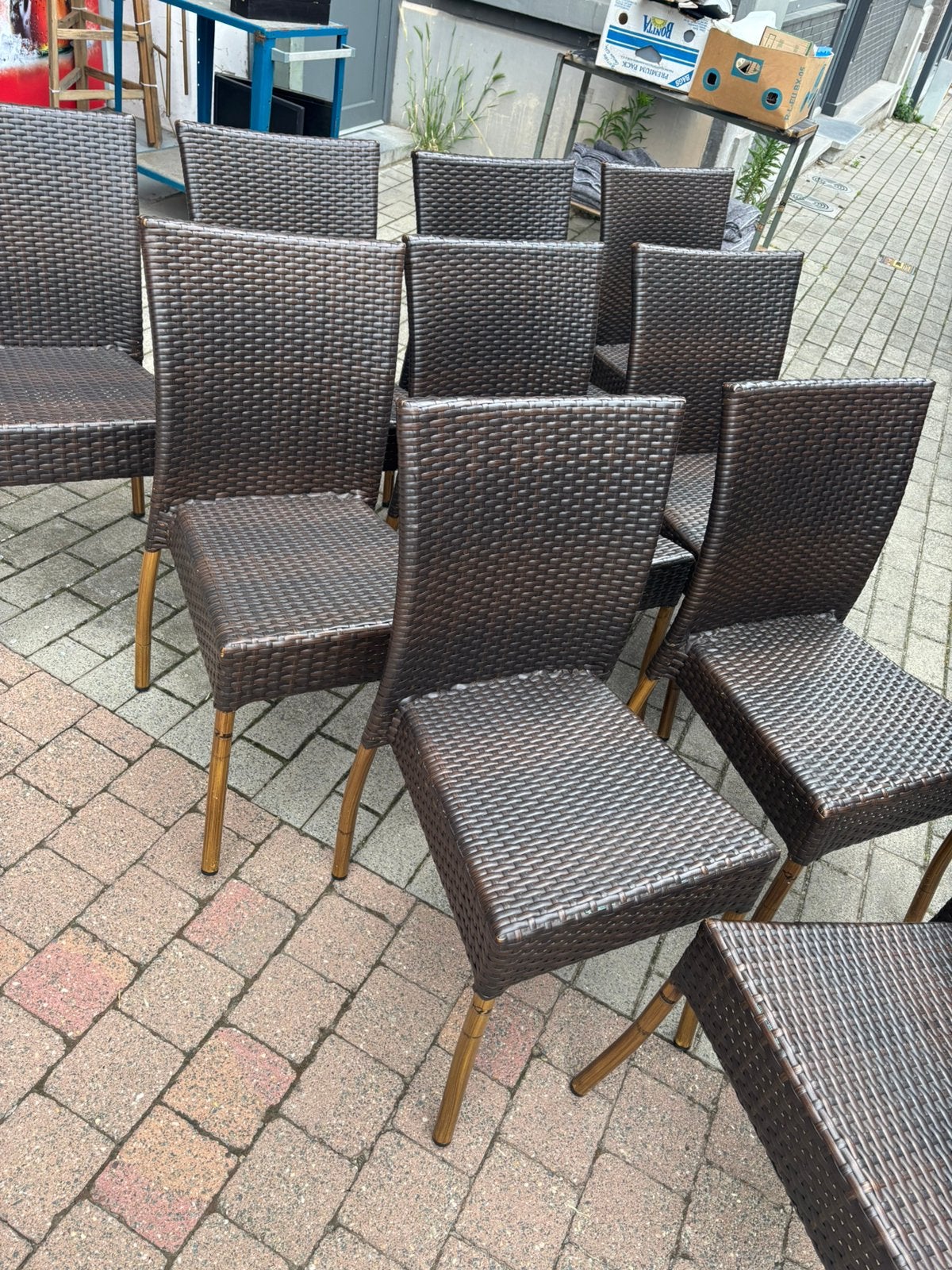 Lot van 77  terras stoelen, Ophalen, Gebruikt, Aluminium