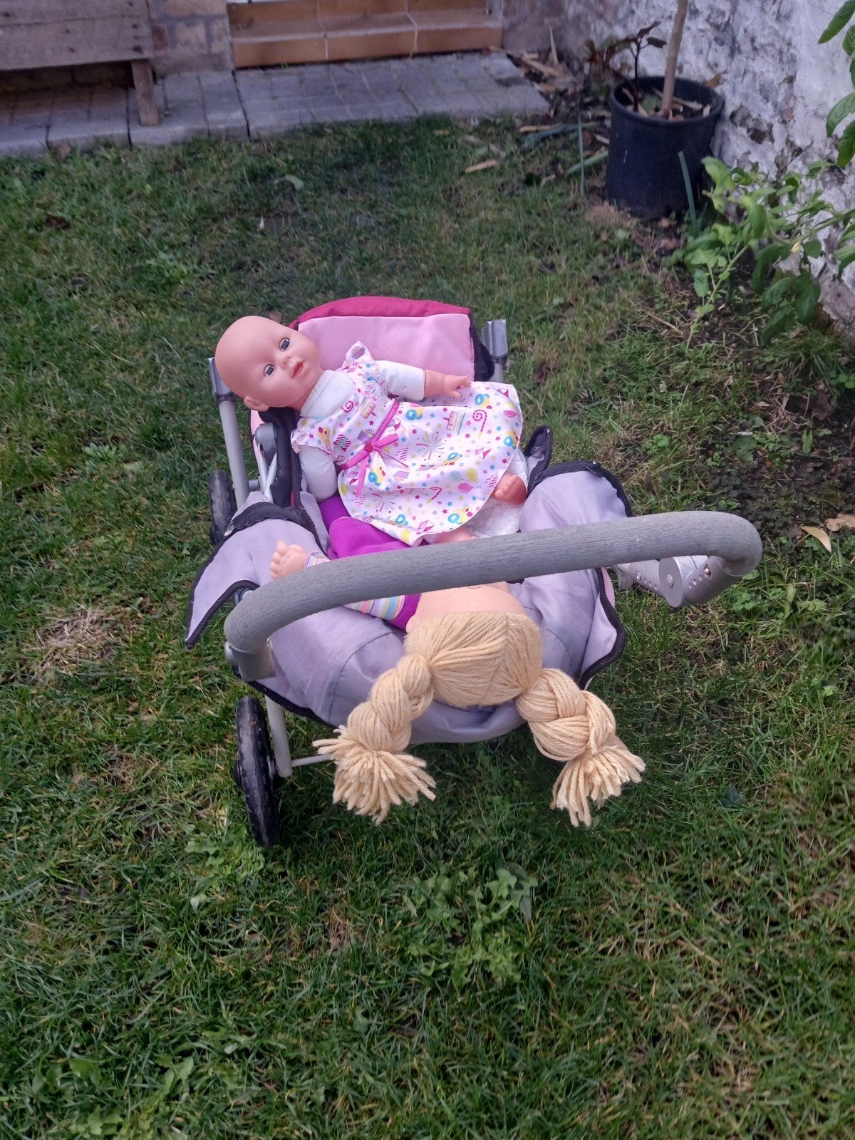 pousette buggy enfant avec 2 poupées, Enlèvement ou Envoi, Utilisé, Baby Pop