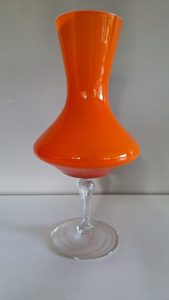 Grote oranje vintage opaline vaas, Antiek en Kunst, Antiek | Glaswerk en Kristal, Ophalen of Verzenden