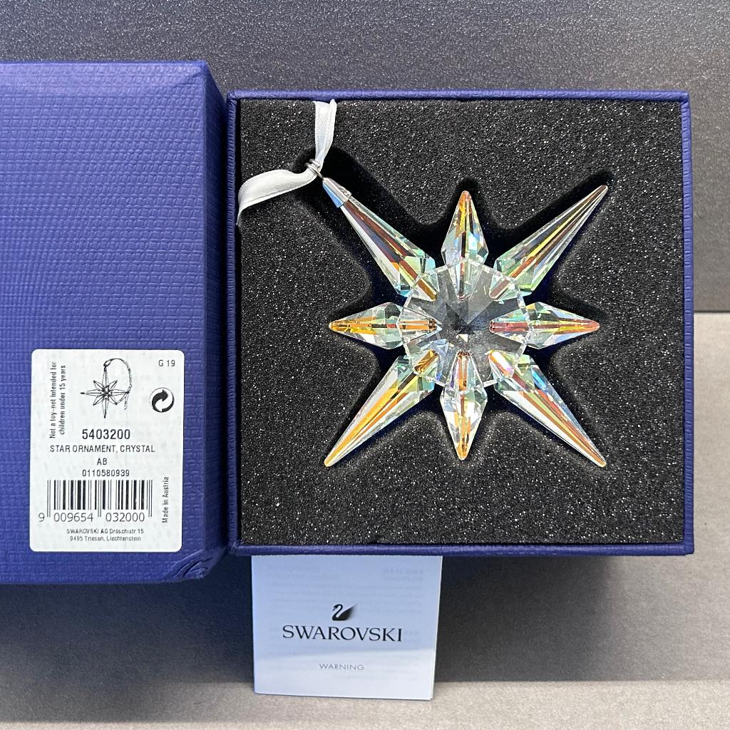 Swarovski Kerst ster ornament Aurora Borealis  AB, Verzamelen, Swarovski, Ophalen of Verzenden, Nieuw, Figuurtje