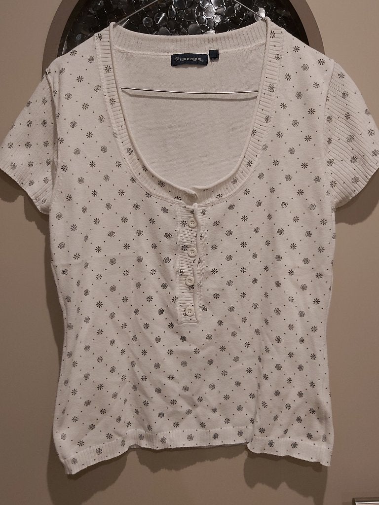 Terre Bleue, dun zomer truitje- shirt, 40, Enlèvement ou Envoi, Comme neuf, Taille 38/40 (M), Blanc