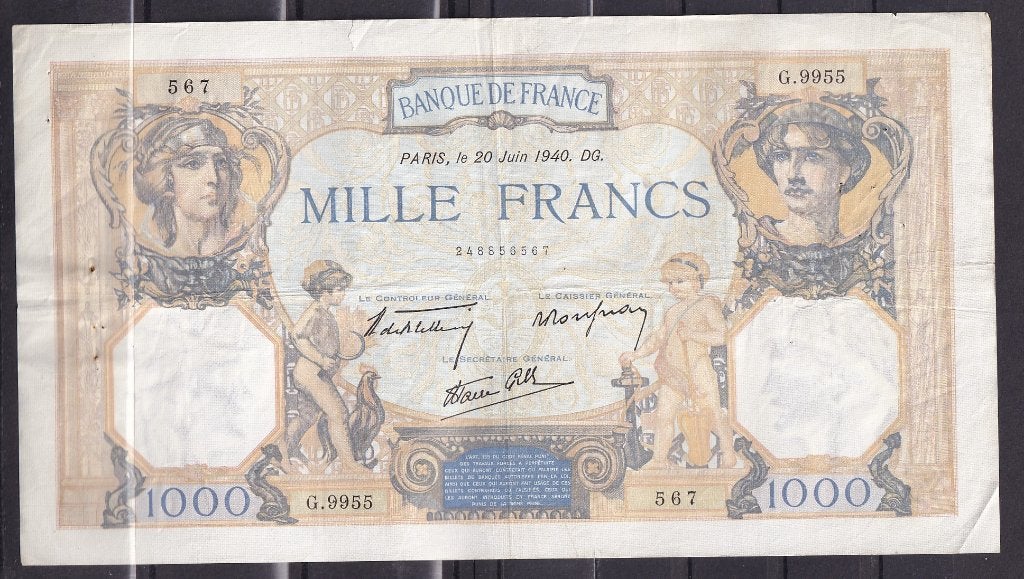 France 1000 fr 1940, Ophalen of Verzenden, Frankrijk, Los biljet