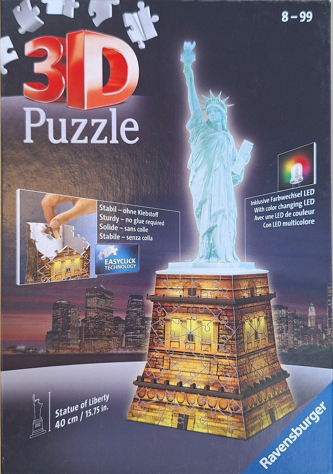 3D Puzzel Vrijheidsbeeld, Enlèvement ou Envoi, Moins de 500 pièces, Utilisé, Rubik's Cube ou Puzzle 3D