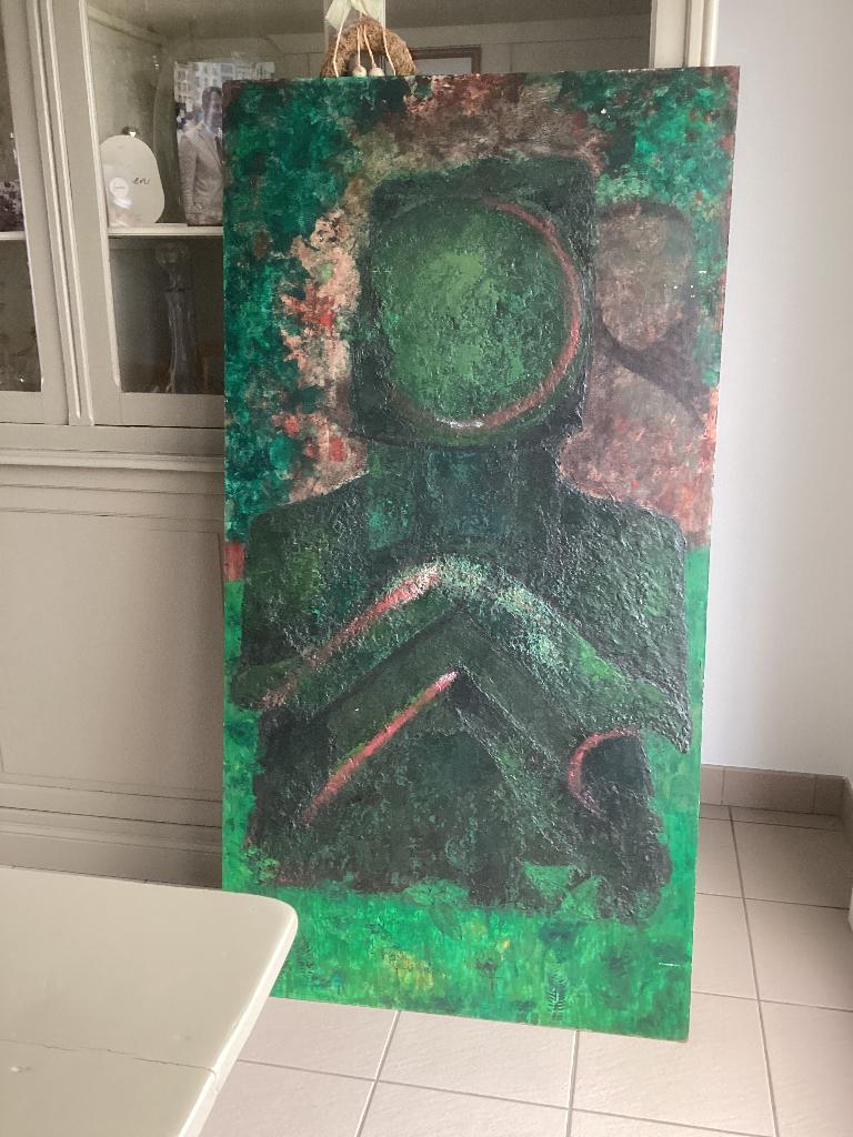 Groot schilderij Reine VAN DER BORGHT (1907-2005), Antiek en Kunst, Kunst | Schilderijen | Abstract, Ophalen