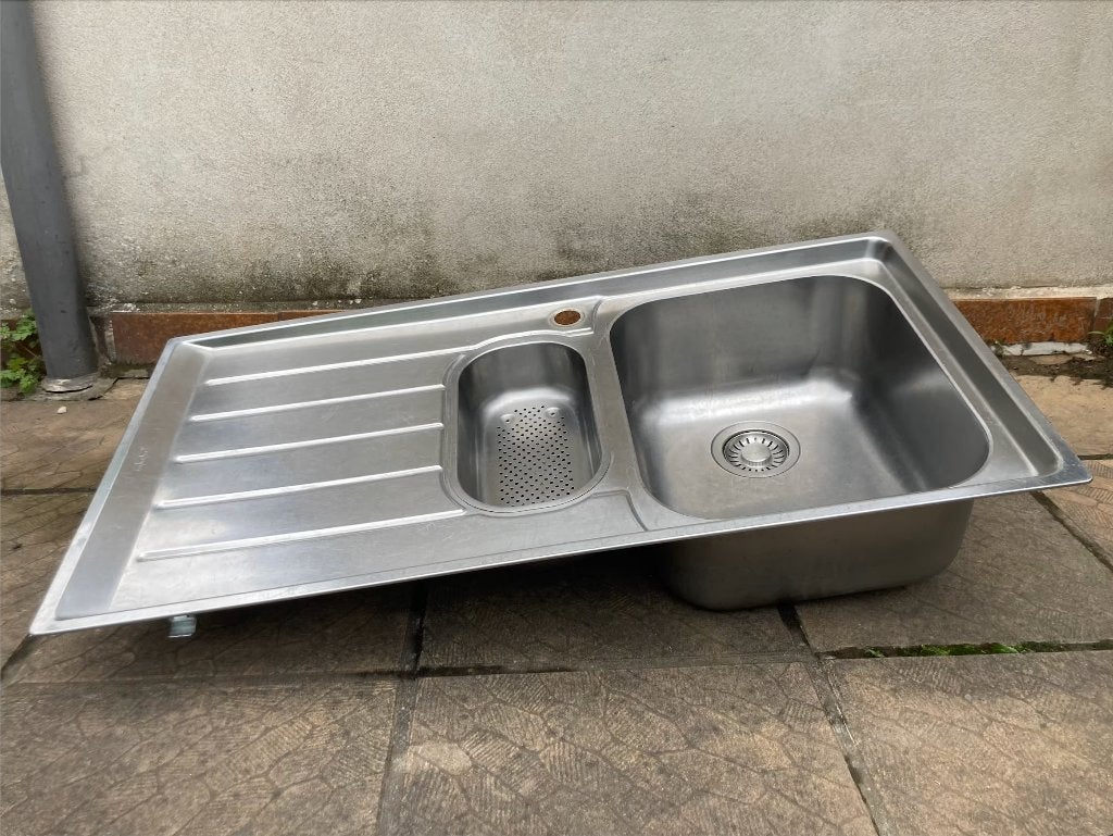 Franke Neptune NEX651L1 RVS / inox spoelbak mat 100 x 51cm, Doe-het-zelf en Bouw, Sanitair, Zo goed als nieuw, Wastafel, Inox