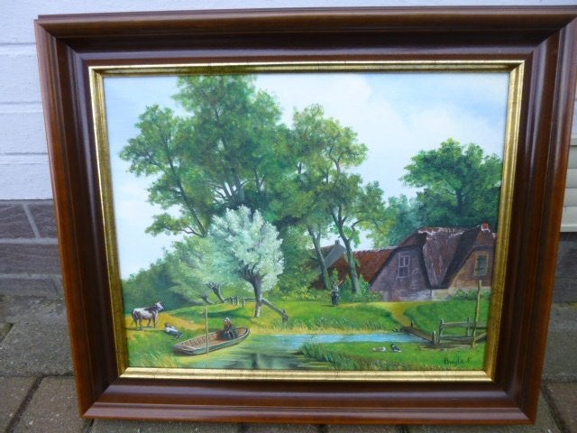 Schilderij : landschap., Antiek en Kunst, Ophalen, Landschap, Doek