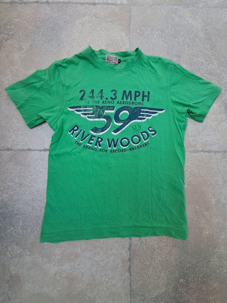Merk River Woods groene t-shirt mt 164, Kinderen en Baby's, Gebruikt, River Woods, Ophalen of Verzenden, Shirt of Longsleeve