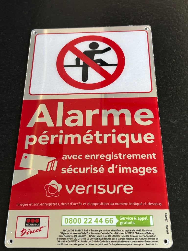Plaque Verisure alarme neuve, Enlèvement ou Envoi, Neuf, Autres types, Autres types