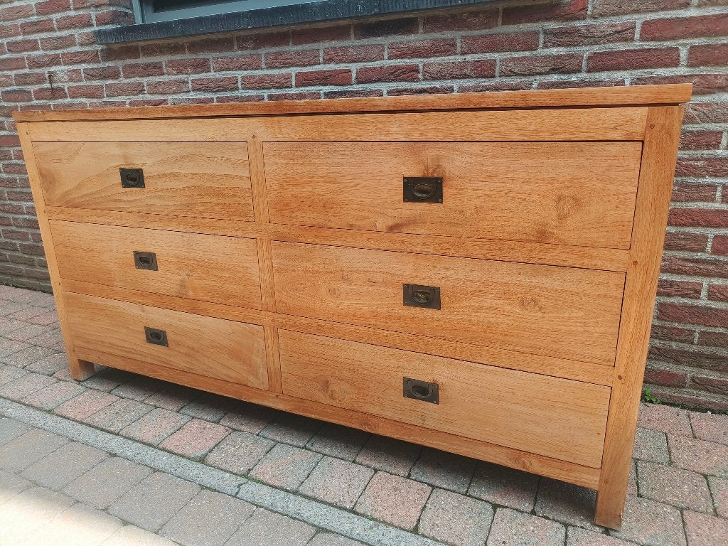 Commode, Maison & Meubles, Teck, 25 à 50 cm, Massieve teak, 150 à 200 cm