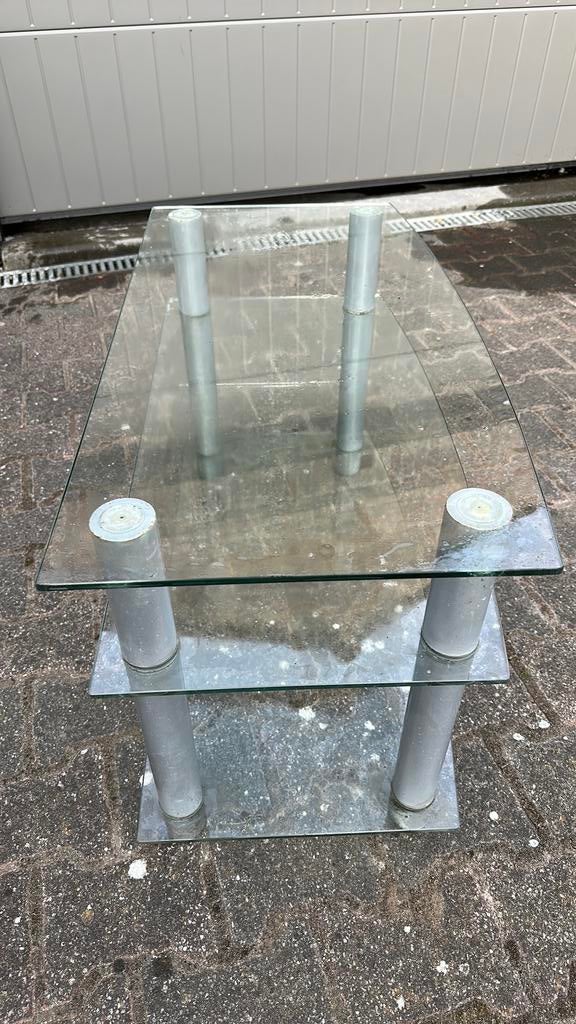 Tv meubel in glas, Ophalen, Gebruikt, Glas