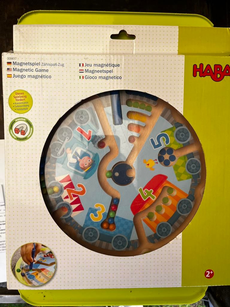 HABA - MAGNEETSPEL TELPRETTREIN 303417, Kinderen en Baby's, Ophalen of Verzenden, Gebruikt, 2 tot 4 jaar, Van hout