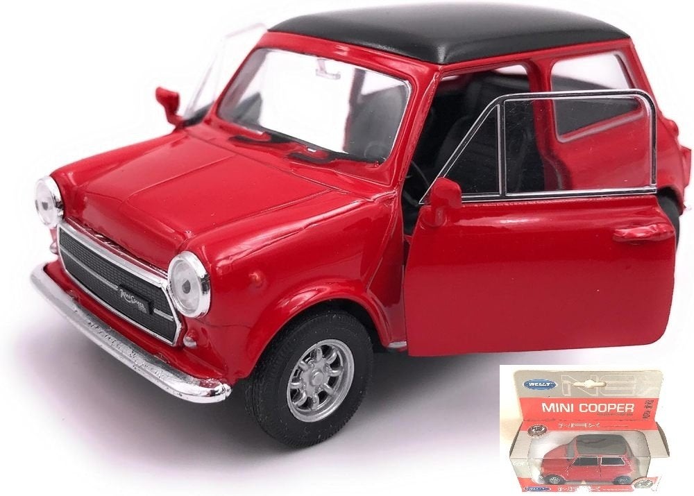 Mini Cooper rood met zwart dak Welly., Ophalen of Verzenden, Zo goed als nieuw, Auto