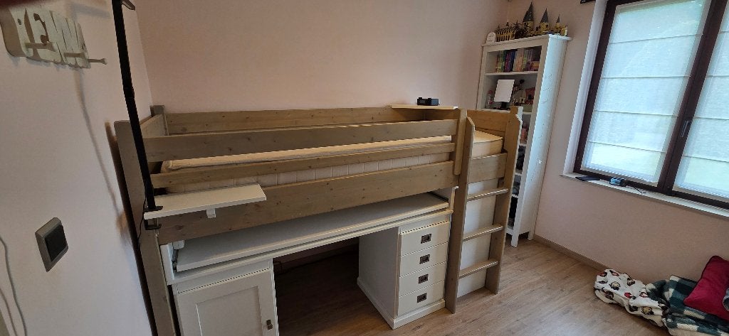 Halfhoogslaper Alta + onderbureau + toebehoren, Maison & Meubles, Chambre à coucher | Lits superposés & Lits mezzanines, 90 cm