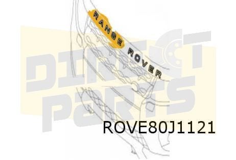 Range Rover Evoque embleem voorzijde Links tekst ''Range'' O, Land Rover, -, Verzenden, -