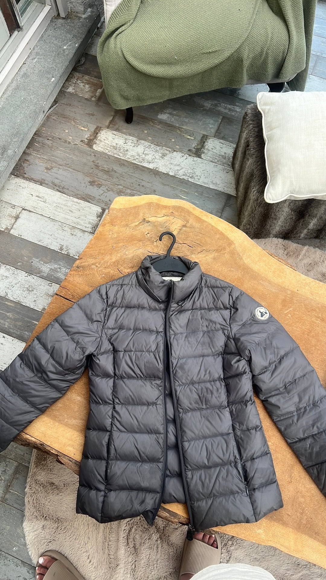 JOTT korte donsjas – grijs - maat M, Kleding | Dames, Jassen | Zomer, Verzenden, Zo goed als nieuw, Maat 38/40 (M), Grijs