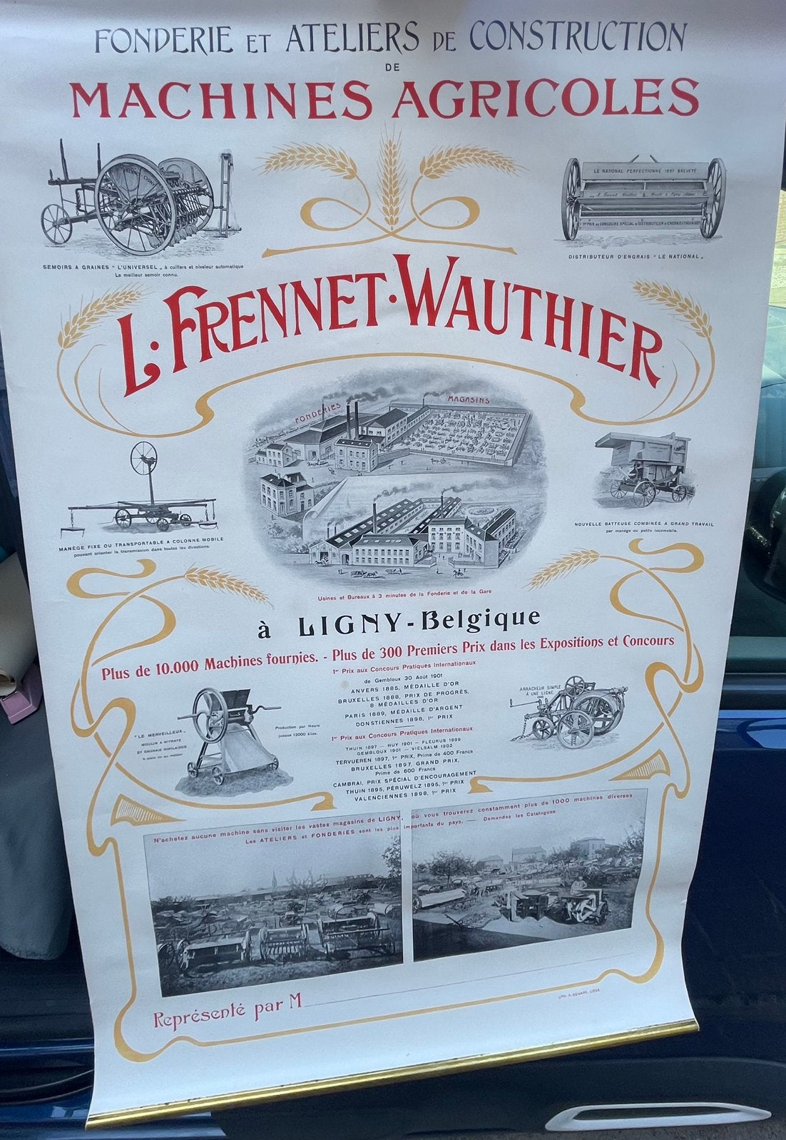 Originele affiche begin 1900 landbouw machines agricoles, Ophalen of Verzenden