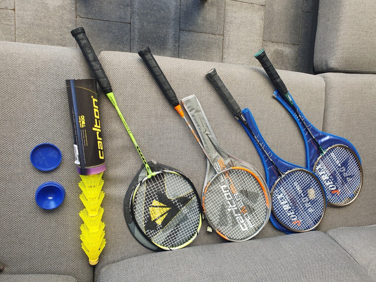 4 badminton raketten carbon met pluimjes, Ophalen of Verzenden