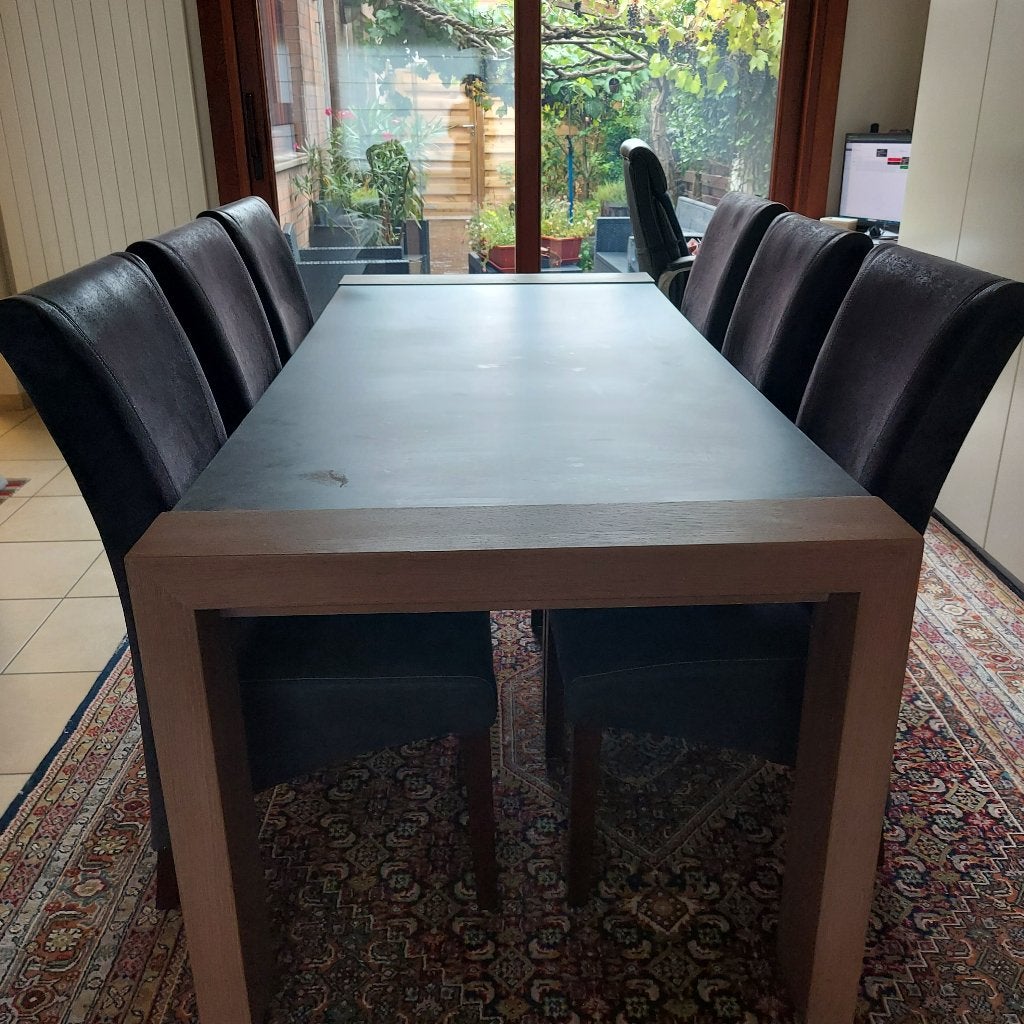Tafel en 6 stoelen, Ophalen, Gebruikt, Modern klassiek, 50 tot 100 cm